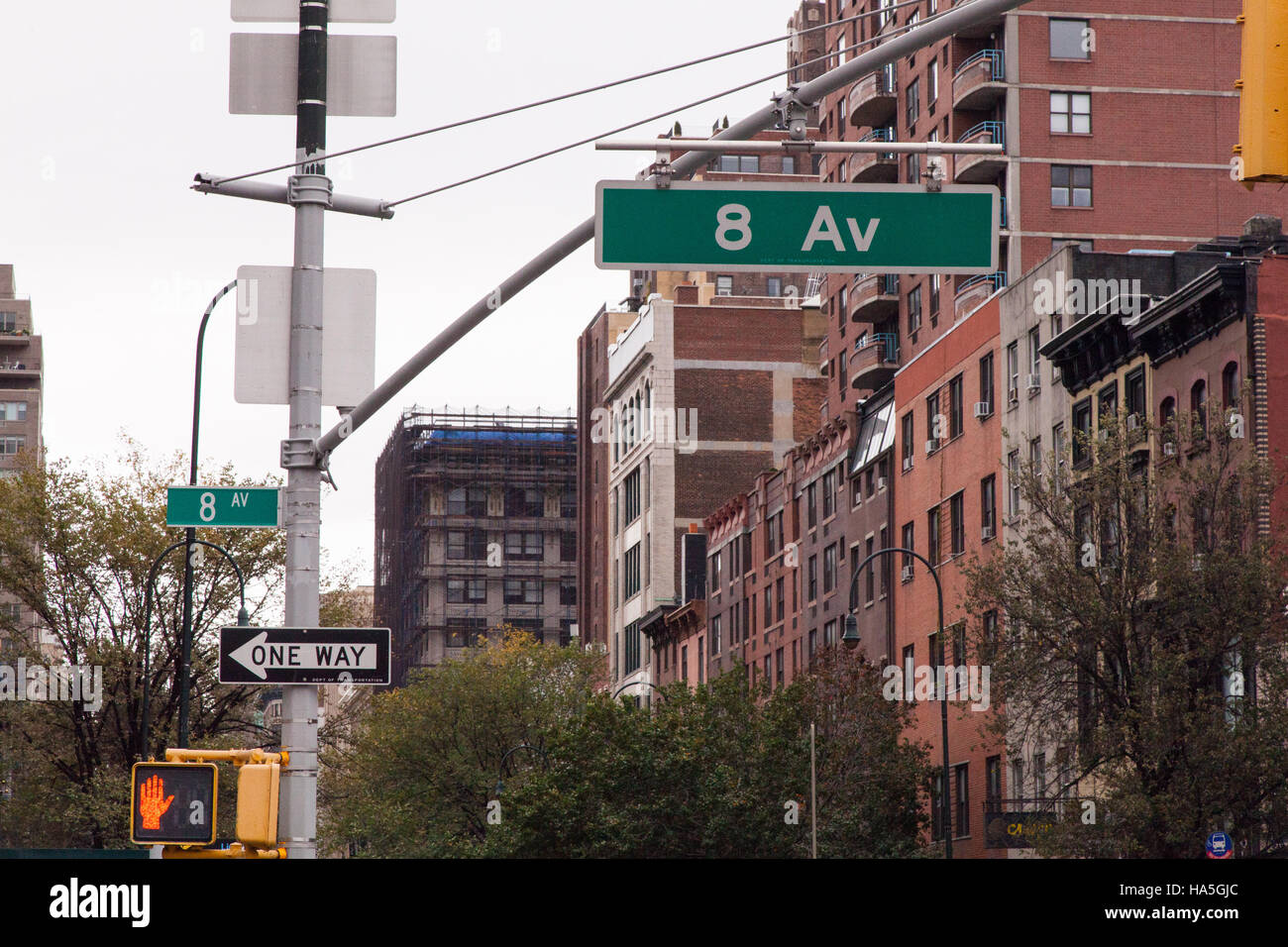 L'Ottava Avenue segno , New York City, Stati Uniti d'America. Foto Stock
