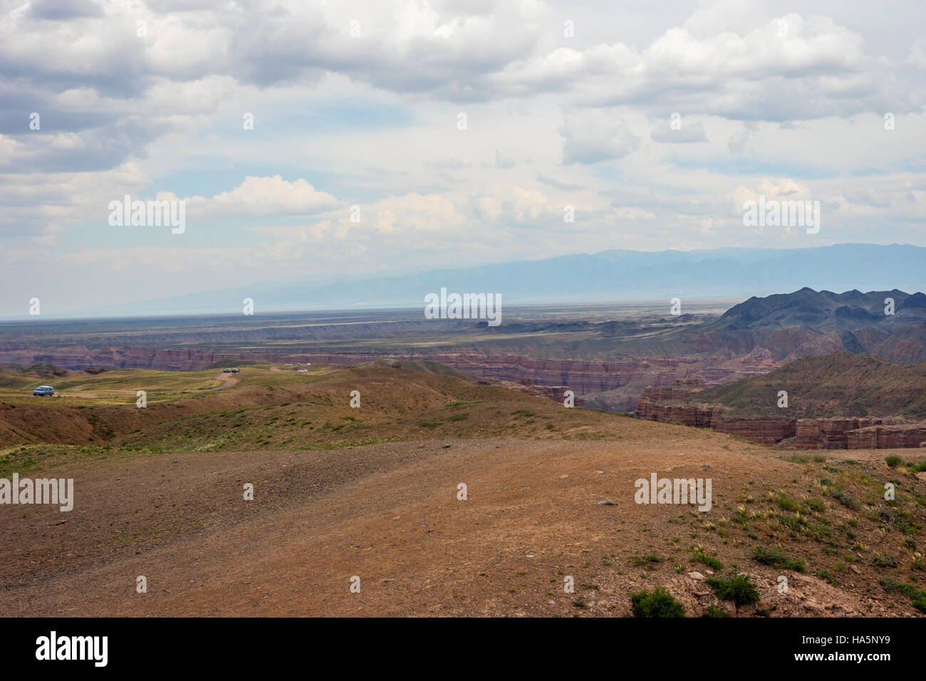 Vista su Sharyn o Charyn Canyon, Kazakistan, secondo canyon più grande del mondo Foto Stock