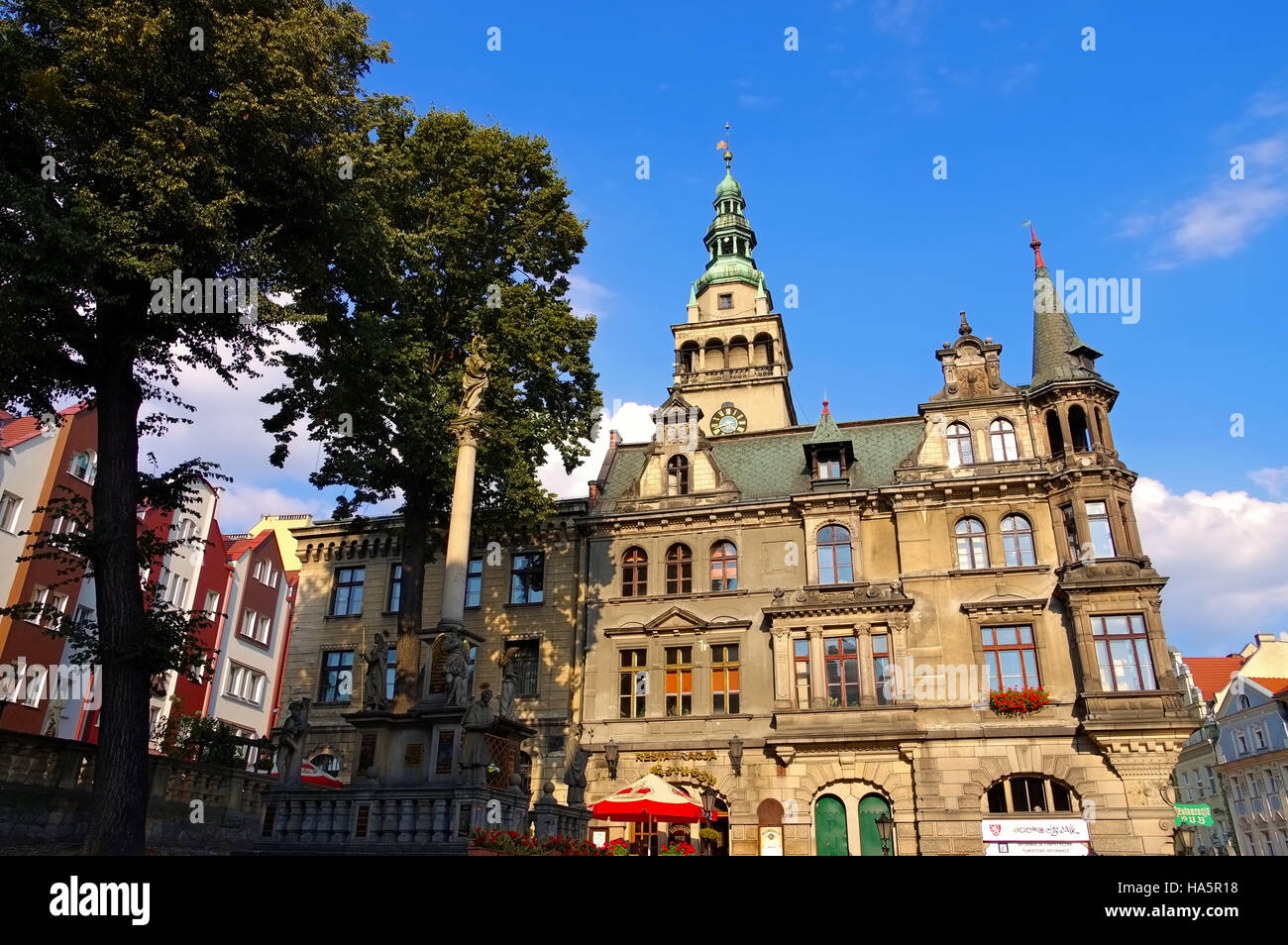 Glatz Rathaus - Il comune Klodzko (Glatz) in Slesia, Polonia, Municipio Foto Stock