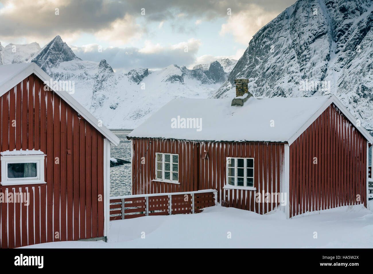 Rorbu a Lofoten, Norvegia Foto Stock