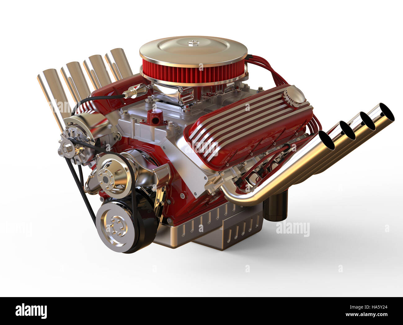 Hot Rod motore V8 3D render Foto Stock