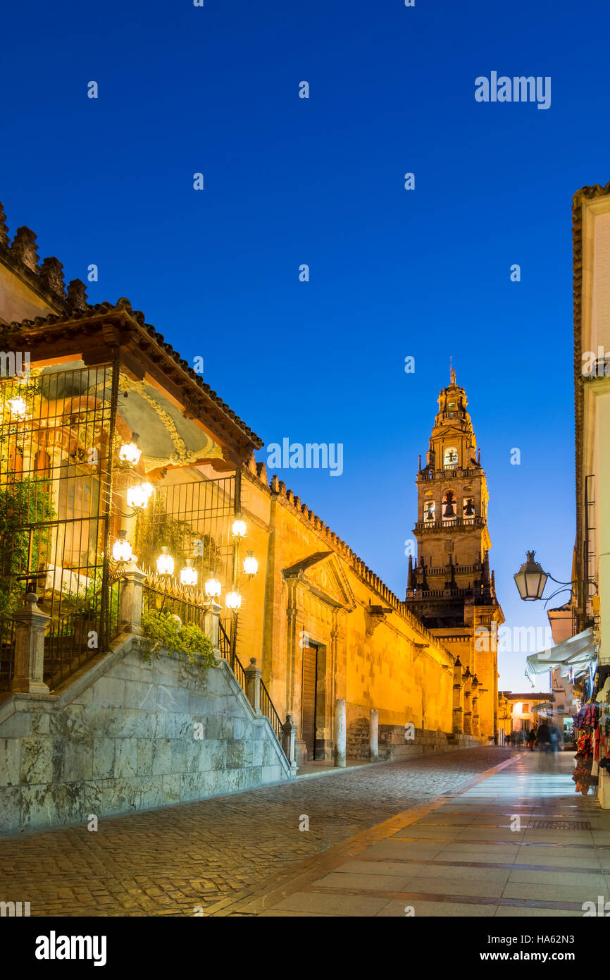 Il campanile della Cattedrale Mezquita di Cordova, Spagna Foto Stock