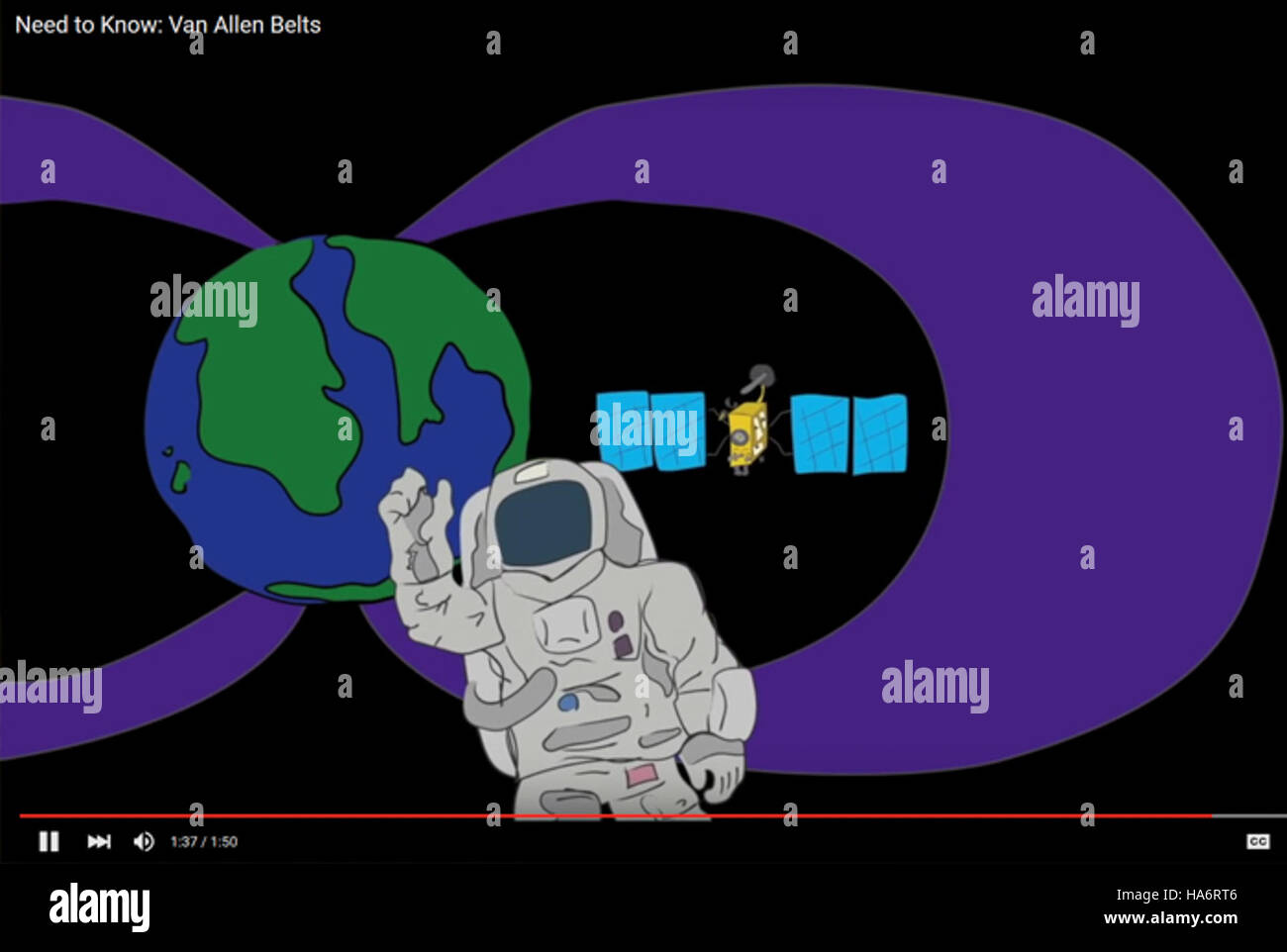 I nastri di Van Allen, scoperti negli anni '1950, sono cinture di radiazioni che circondano la Terra, formate da particelle cariche intrappolate dal campo magnetico terrestre, importanti per la scienza spaziale e l'esplorazione. Foto Stock