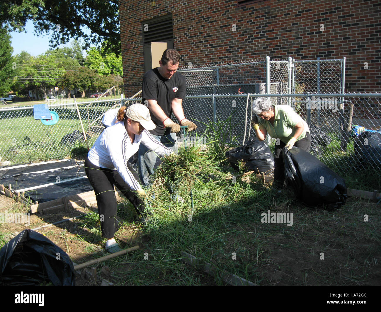 Questa immagine dell'USDA mostra un giardino comunitario a Macon, Georgia. La fotografia cattura un giardino rigoglioso e fiorente con particolare attenzione alle pratiche agricole sostenibili e all'agricoltura locale. Foto Stock