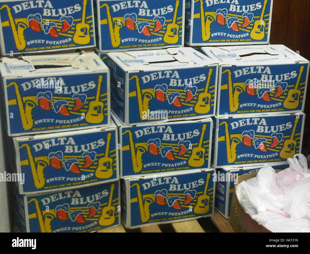 Questa immagine dell'USDA raffigura una varietà di patate dolci, mostrando i loro colori vivaci e l'aspetto fresco. Le patate dolci sono una radice vegetale nutriente e versatile comunemente usata nella cucina americana. Foto Stock