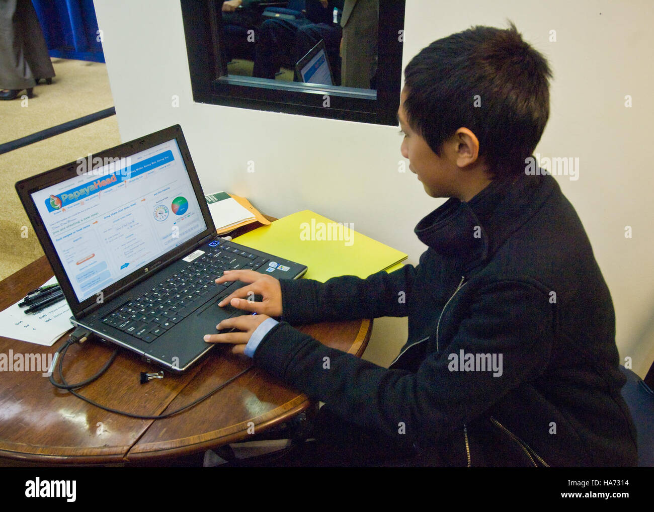 Un evento del 2010 con la campagna Let's Move di Michelle Obama, che promuove l'alimentazione infantile e stili di vita più sani in collaborazione con l'USDA e l'Eisenhower Executive Office Building. Foto Stock