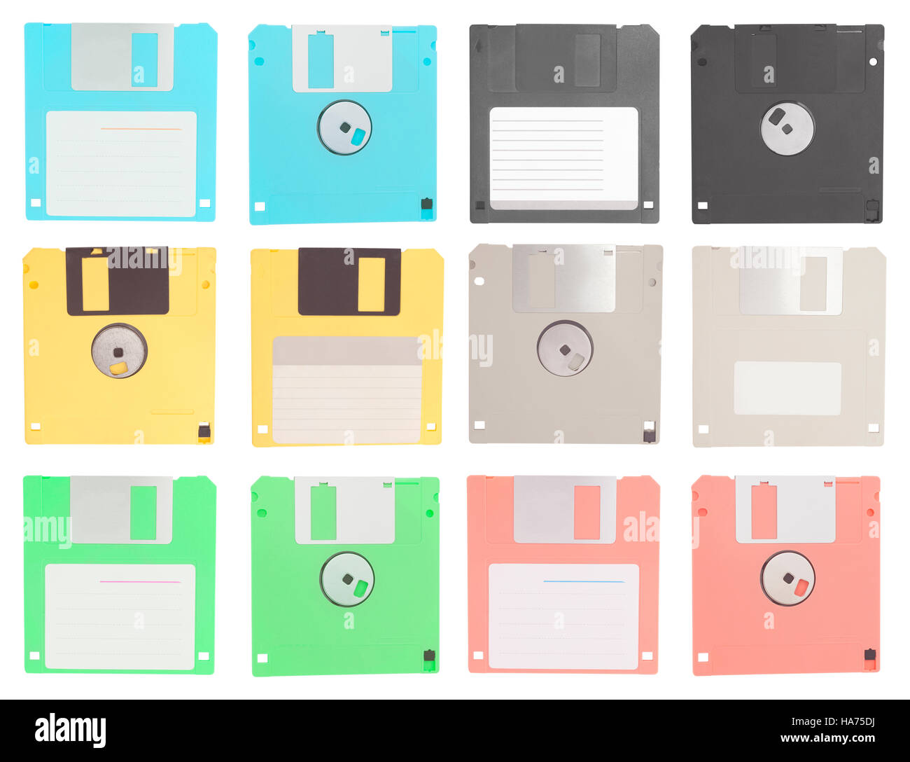 Set di floppy disk isolato Foto Stock