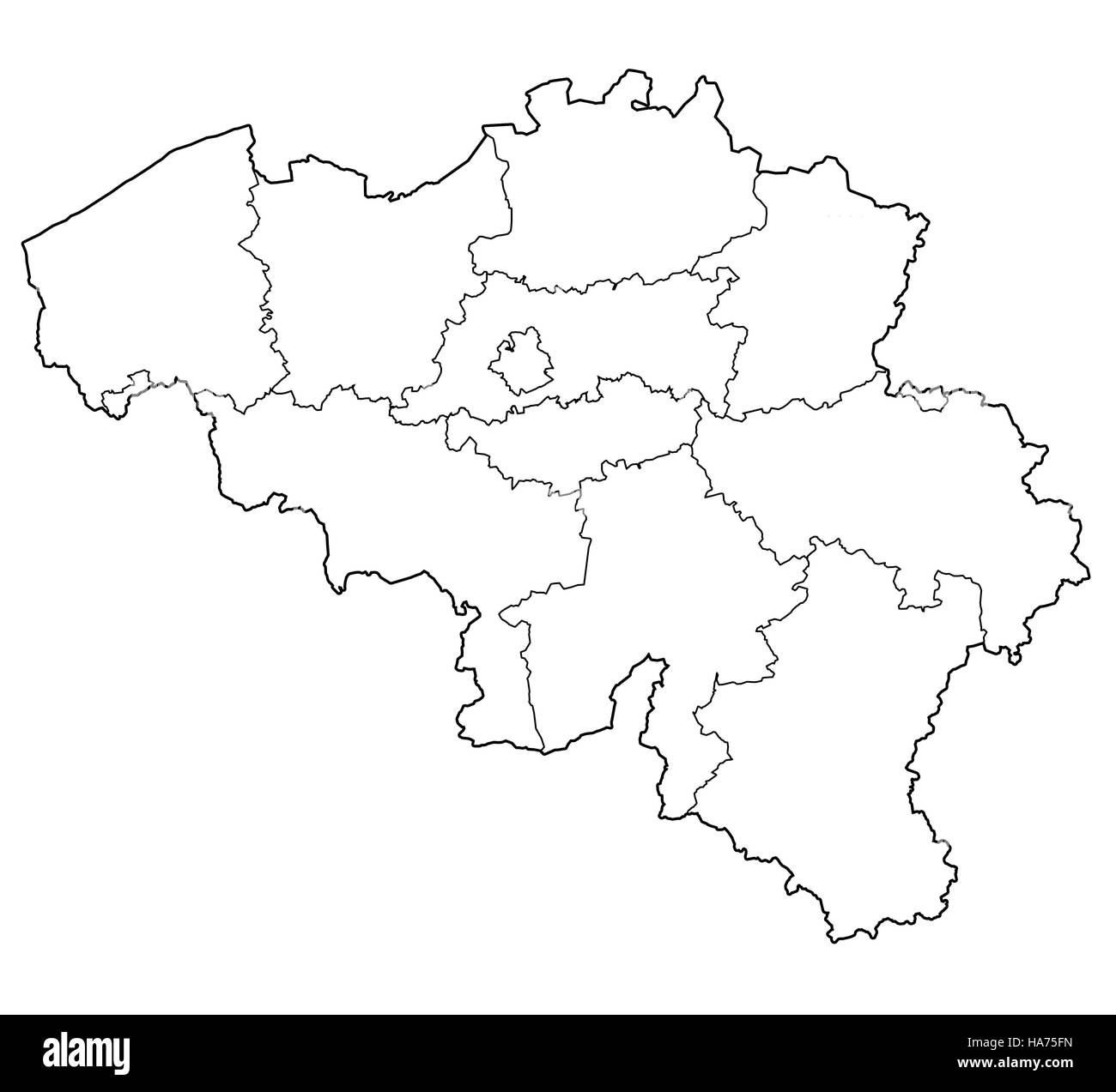 Province sulla mappa di amministrazione del Belgio con bandiere Foto Stock