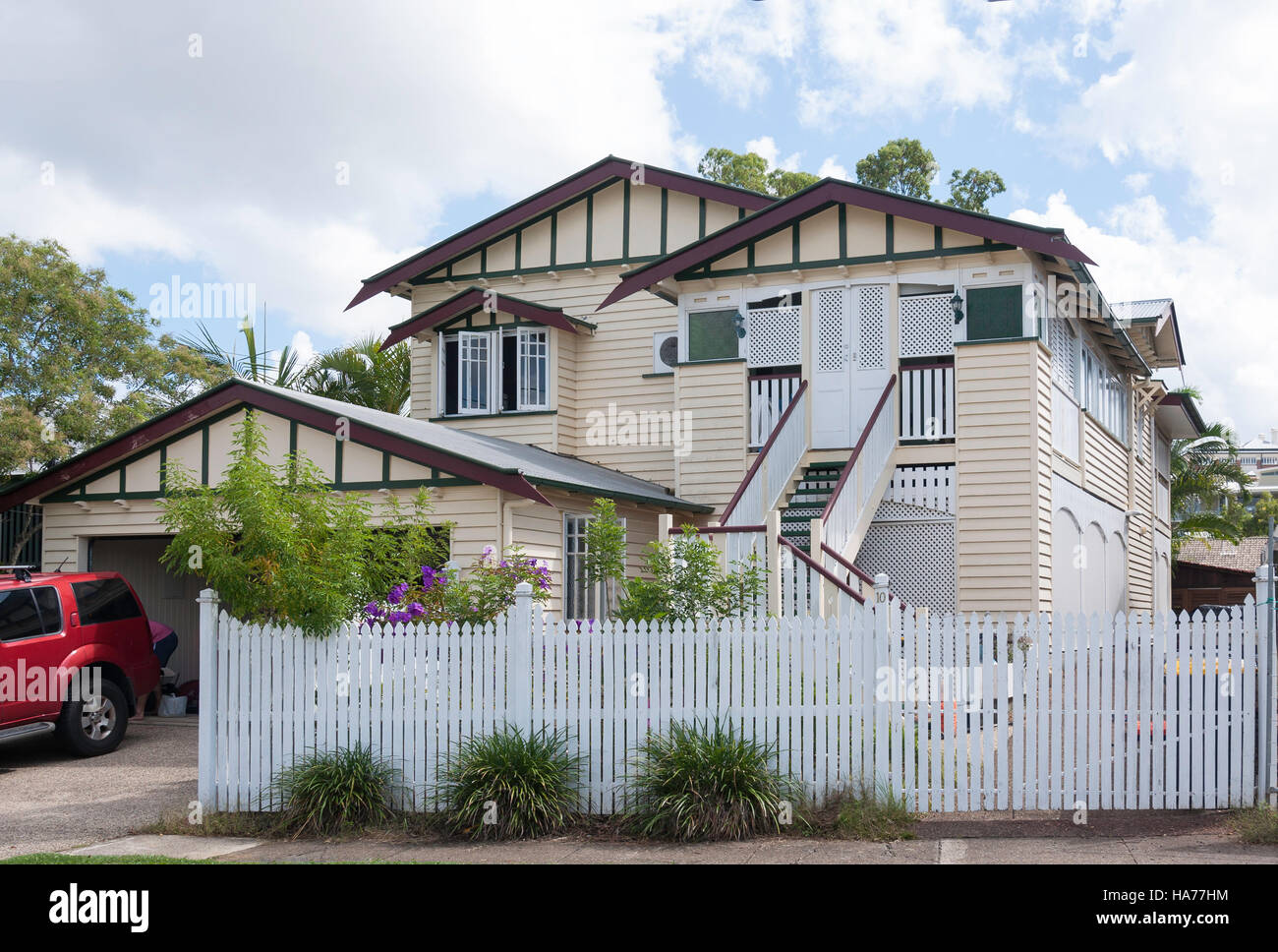 Tipica casa weatherboard, Highgate Hill, Brisbane, Queensland, Australia Foto Stock