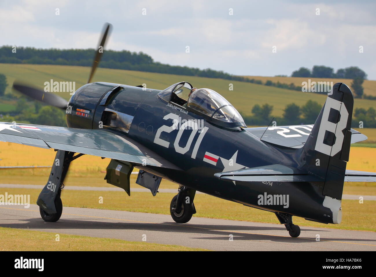 Grumman F8F Bearcat G-RUMM a Duxford Air Show 2015, Cambridgeshire, Regno Unito Foto Stock