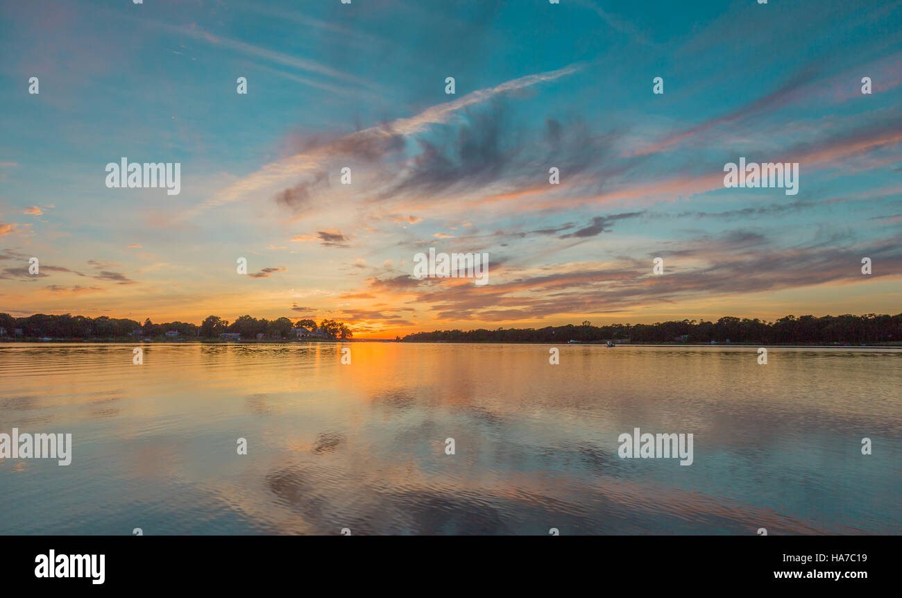 Viva il tramonto in Sag Harbor NY Foto Stock