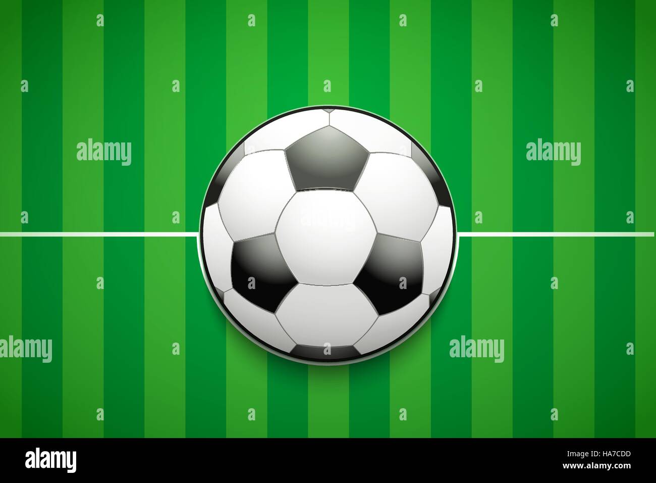 Modello di poster del campo di calcio e la sfera Illustrazione Vettoriale