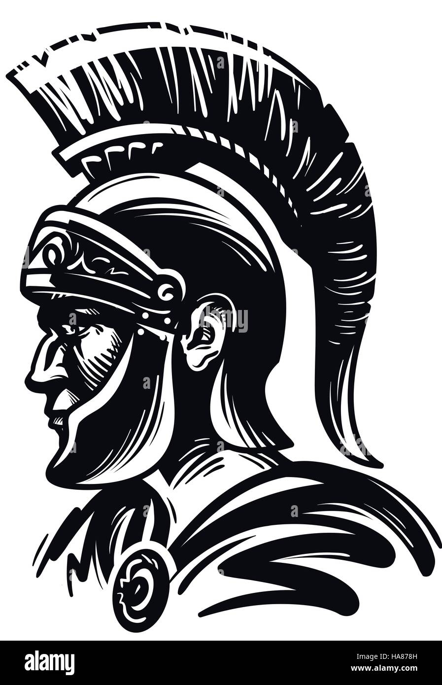 Guerriero spartano gladiatore o soldato romano. Illustrazione Vettoriale Illustrazione Vettoriale