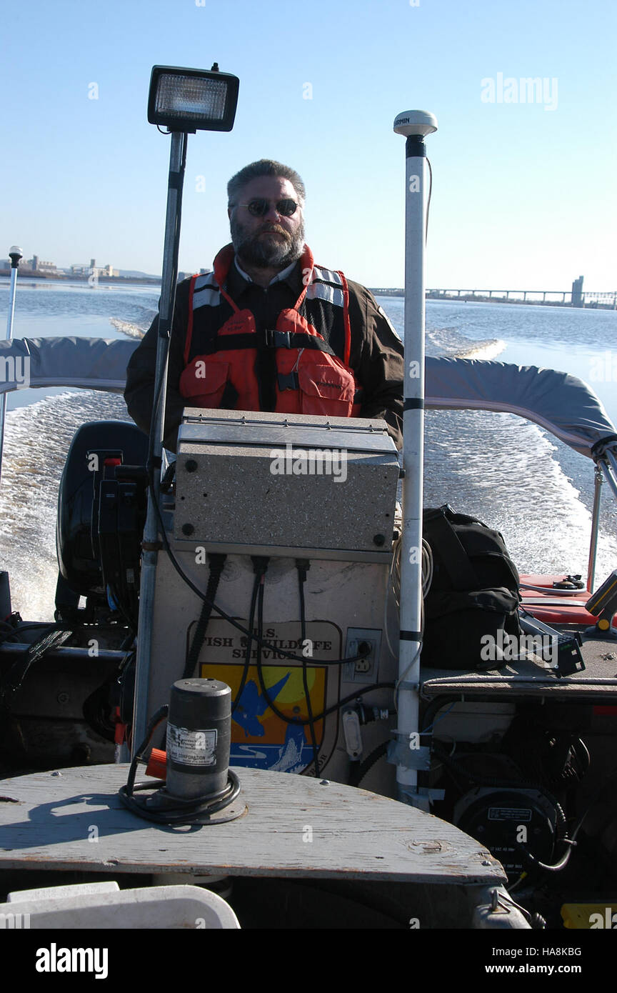 6887200397 usfwsmidwest raccolta di pesce sulla San Louis River Foto Stock