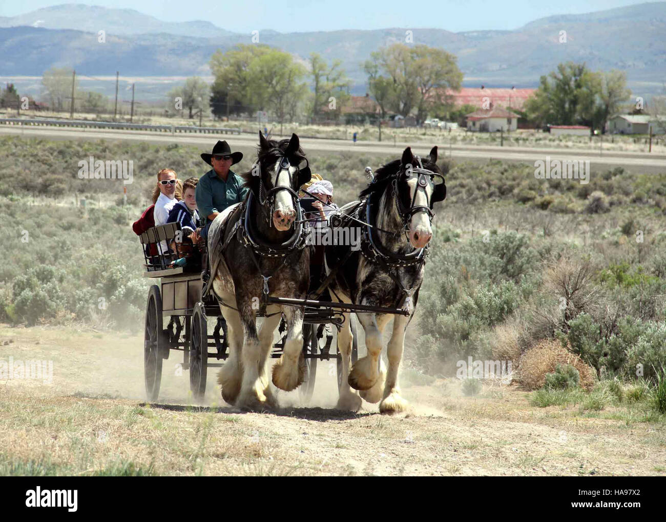 Il BLM California Trail Interpretive Center di Elko, Nevada, ha ospitato l'evento California Trail Days del 2013, commemorando il viaggio storico dei pionieri lungo il California Trail. L'evento ha offerto ai visitatori la possibilità di conoscere il periodo migratorio e il suo significato nella storia americana. Foto Stock