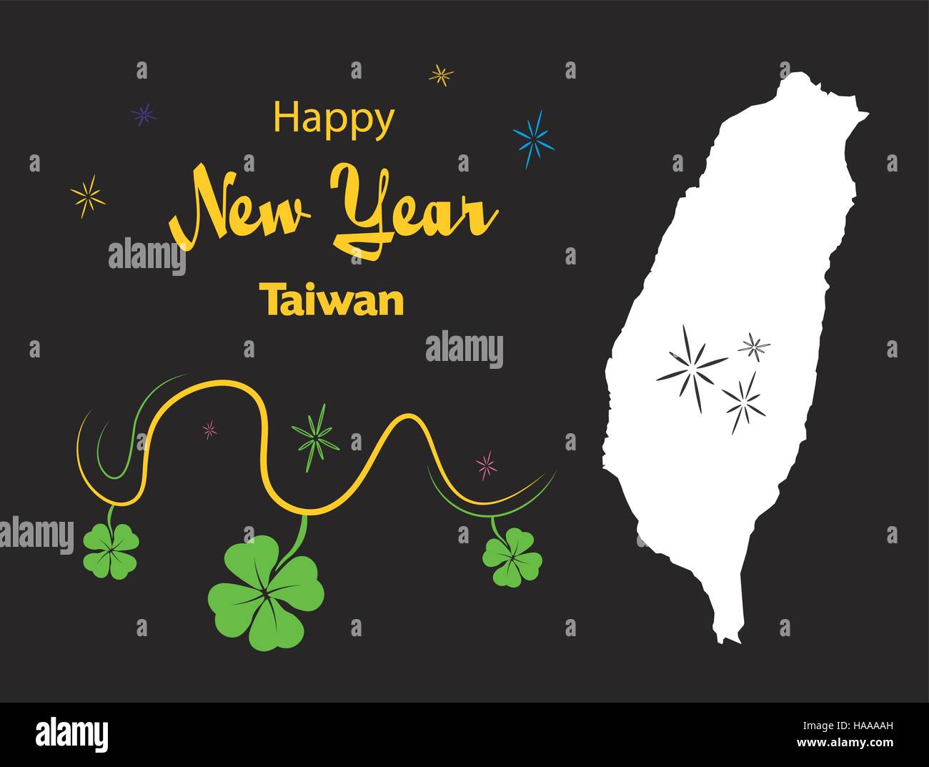 Felice Anno Nuovo illustrazione con tema mappa di Taiwan Illustrazione Vettoriale
