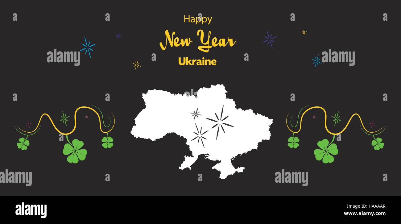 Felice Anno Nuovo illustrazione con tema mappa di Ucraina Illustrazione Vettoriale
