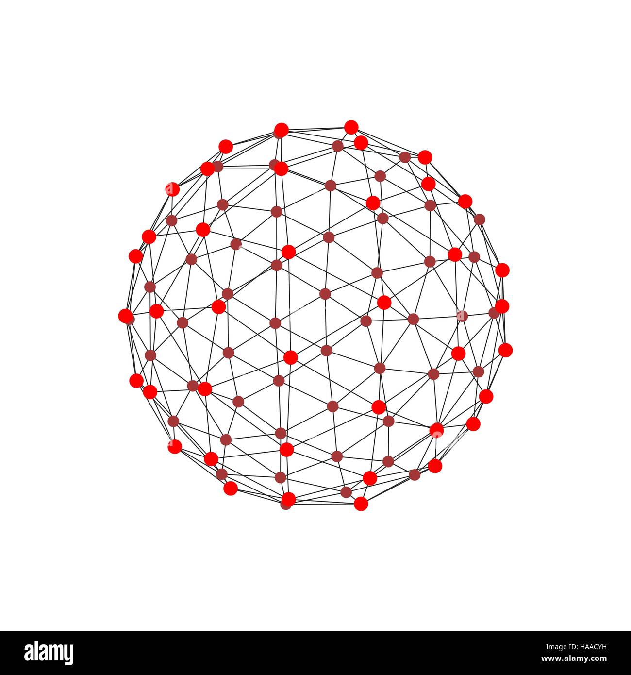 Reticolo molecolare in forma di una sfera isolata su sfondo bianco.illustrazione vettoriale. Illustrazione Vettoriale