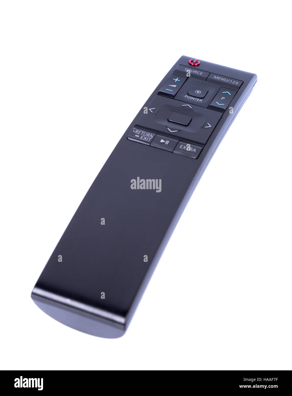 Controllo multimediaremote isolati su sfondo bianco Foto Stock