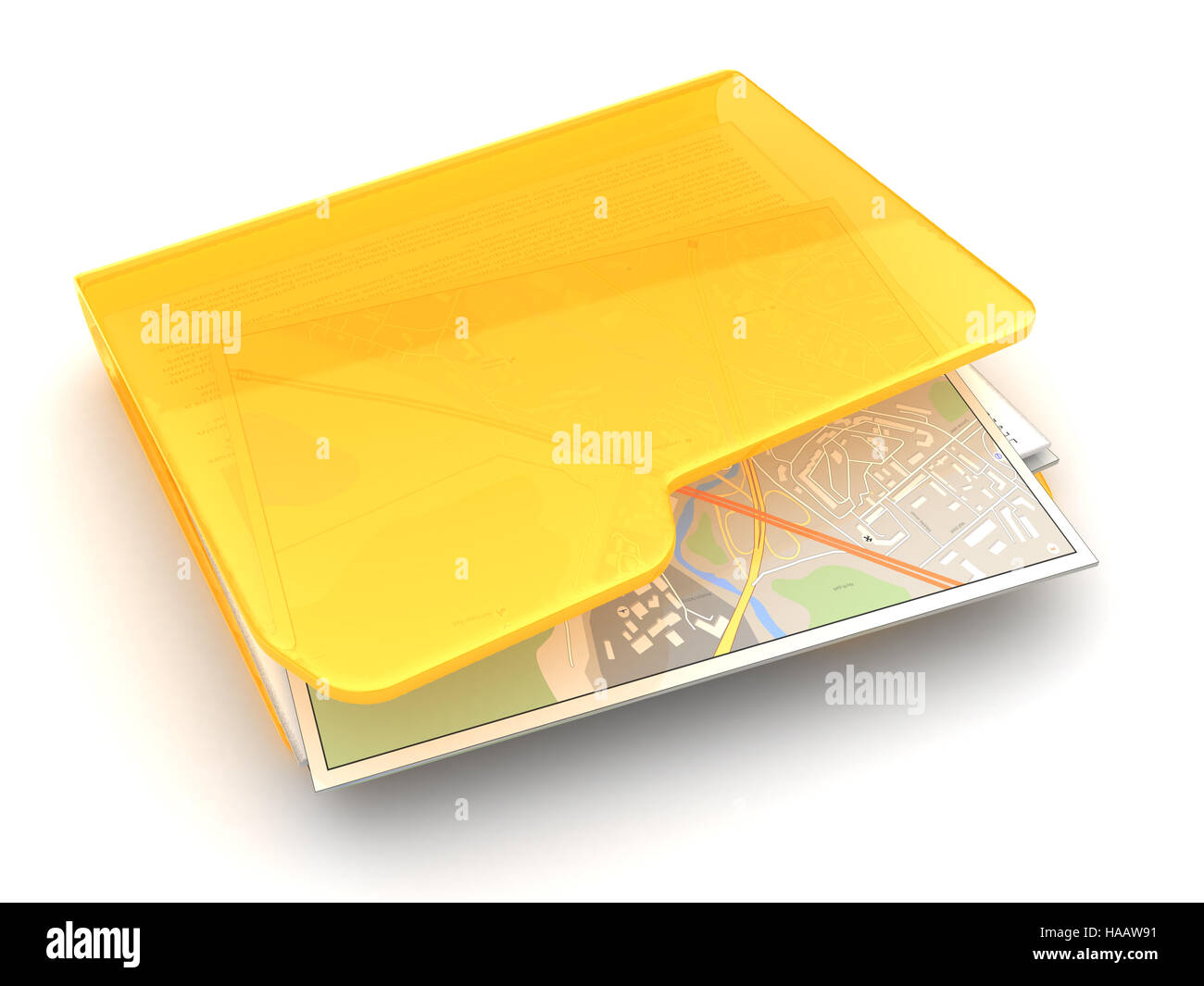 3d illustrazione dell'icona di cartella con mappe all'interno Foto Stock