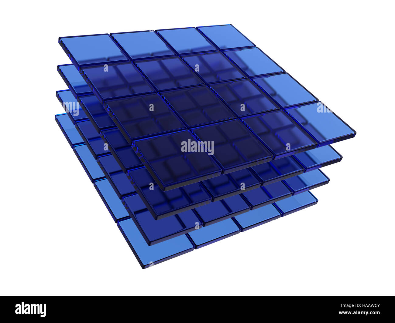 Abstract 3d'illustrazione delle mattonelle di vetro su sfondo bianco Foto Stock