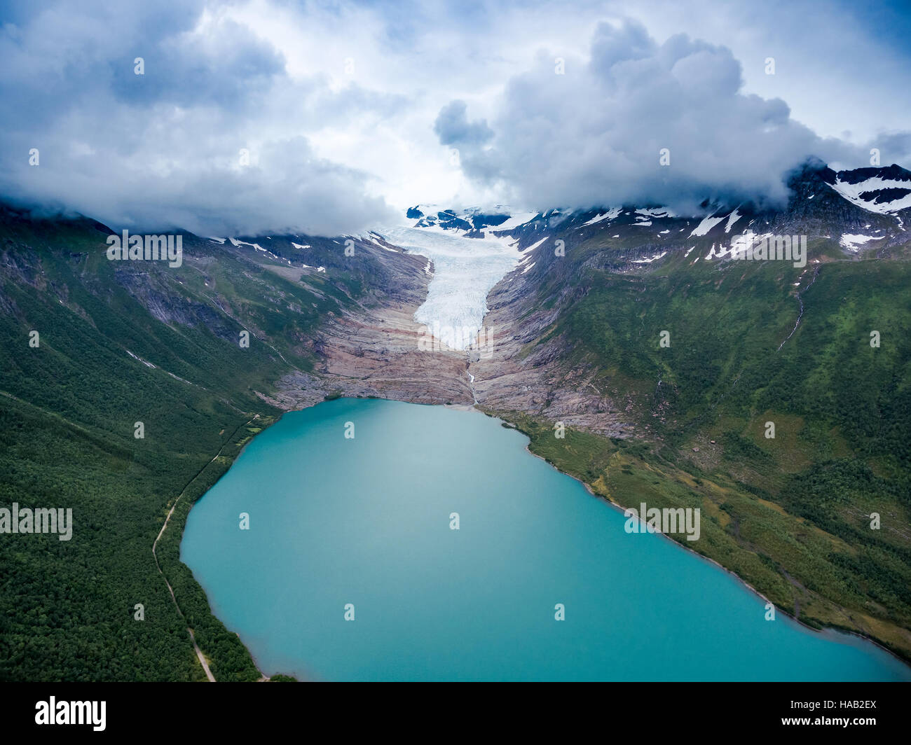 Il Ghiacciaio Svartisen in Norvegia la fotografia aerea Foto Stock