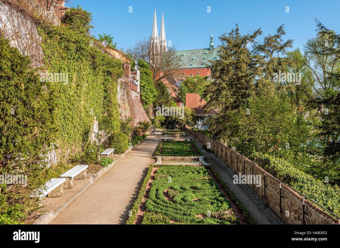 Giardino all'Ochsenbastei, Goerlitz, Sassonia, Germania Foto Stock
