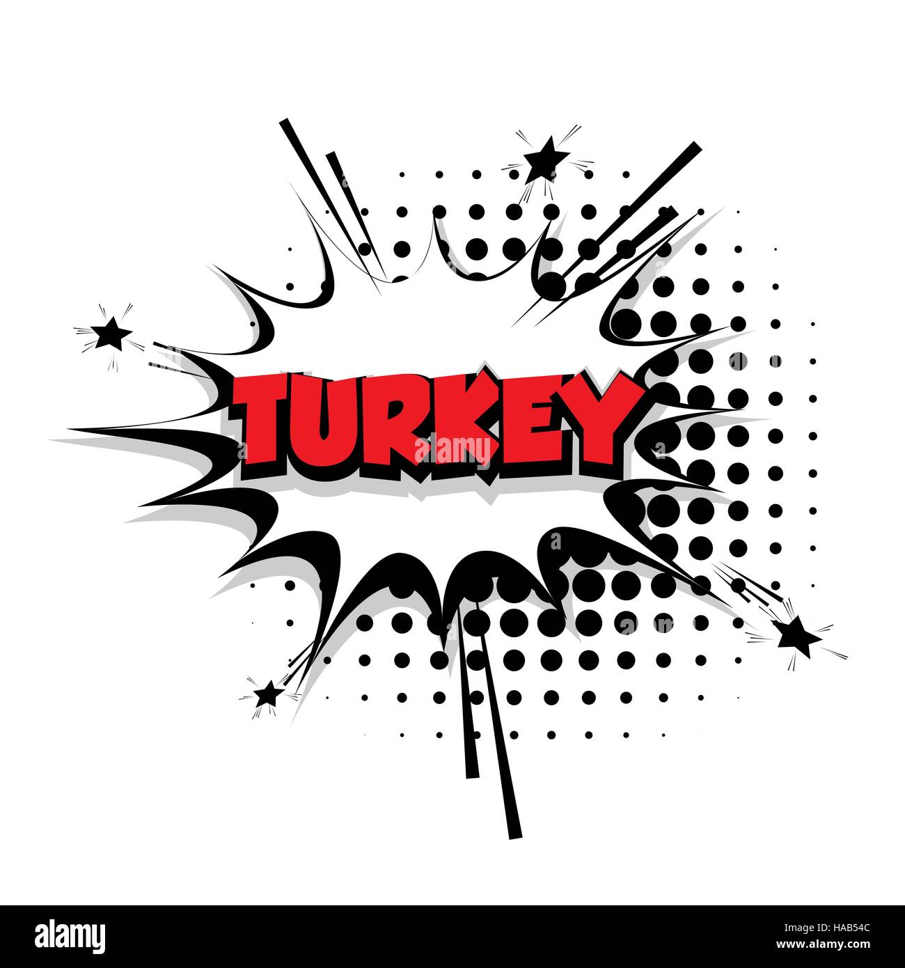 Testo fumetto Turchia effetti sonori pop art Illustrazione Vettoriale