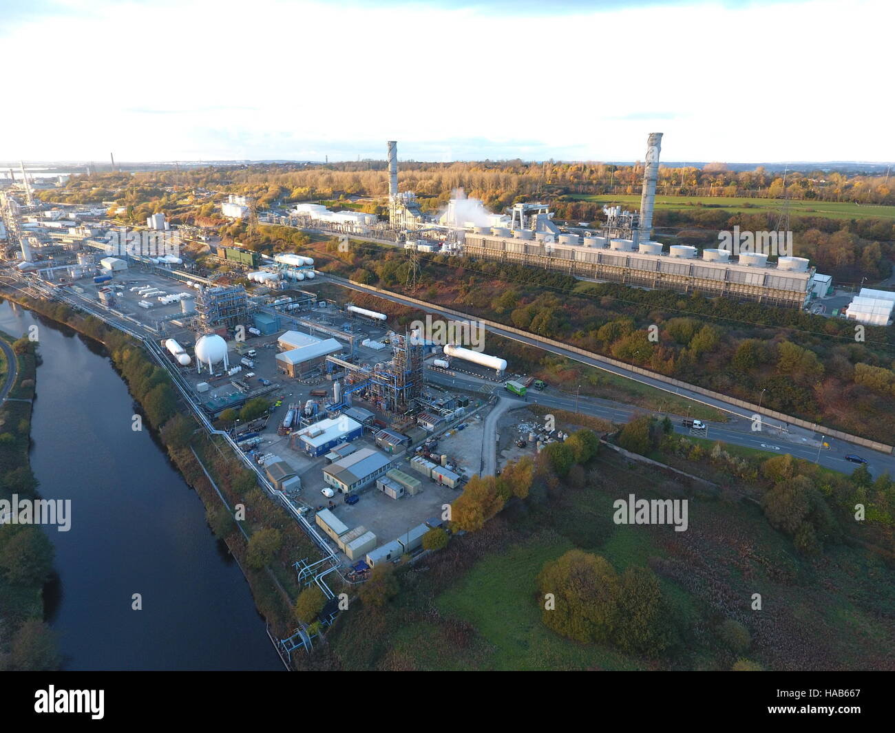 Fotografia aerea della Rocksavage power station a Runcorn Foto Stock