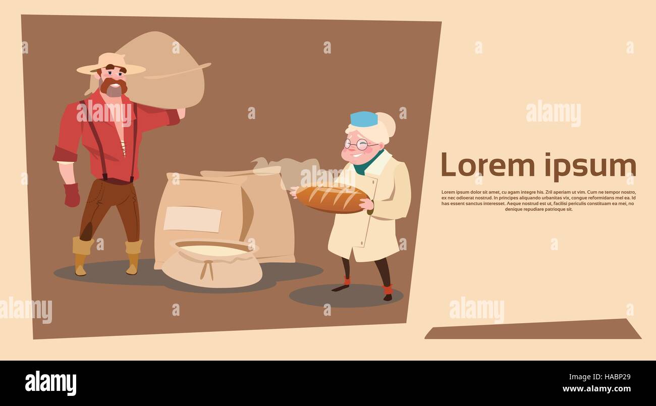 Famiglia di agricoltori tenere il grano pane fresco di produzione campagna Farmland Illustrazione Vettoriale