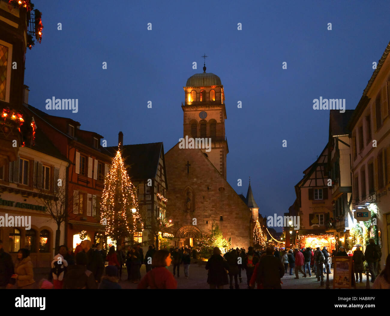 Mercatino di Natale di Kaysersberg, Alsazia, Francia Foto Stock