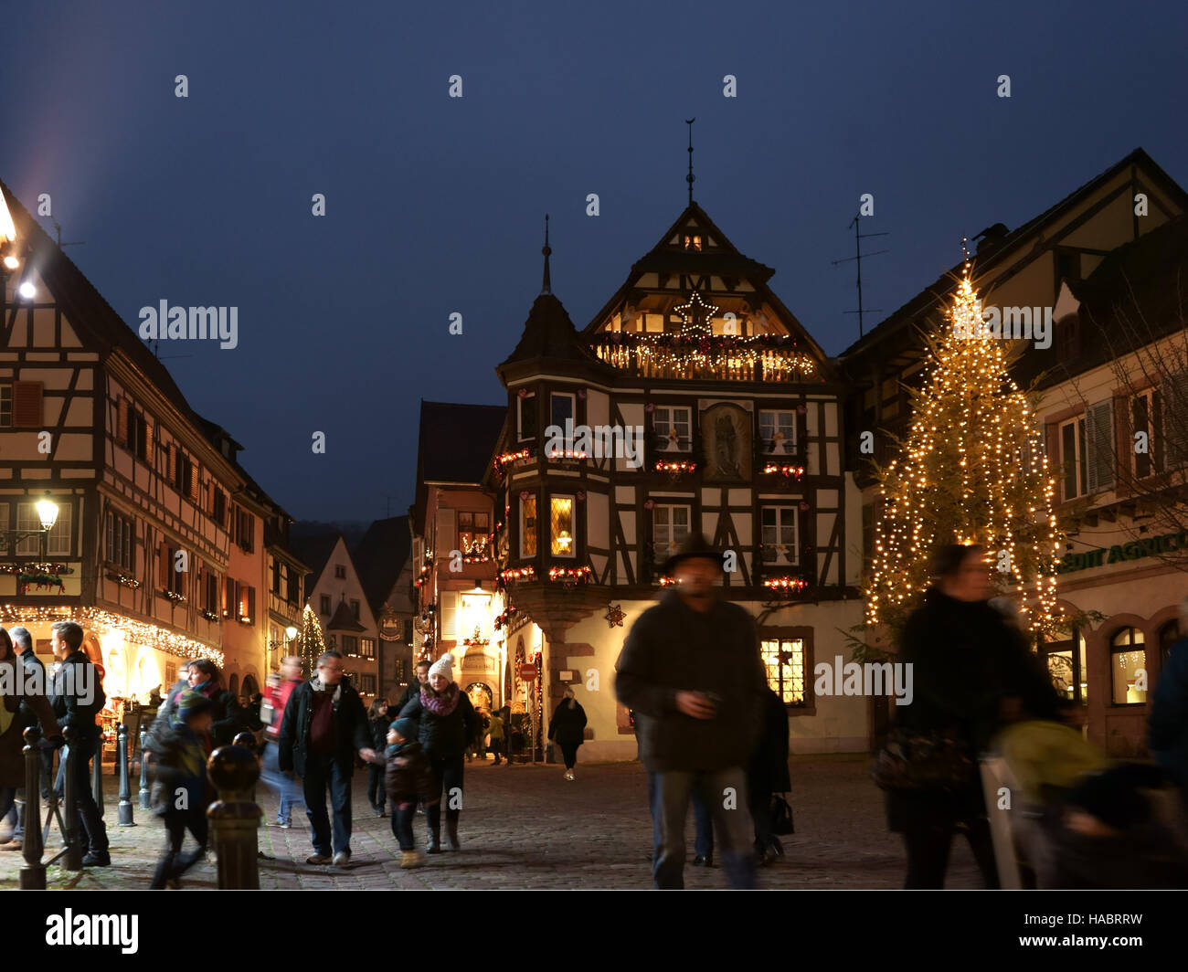 Mercatino di Natale di Kaysersberg, Alsazia, Francia Foto Stock