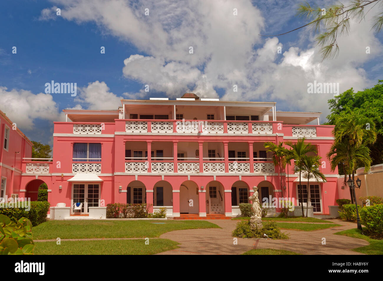 Stile coloniale Southern Palms Hotel, Dover, St. Lawrence Gap, vicino a Bridgetown, Barbados, dei Caraibi. Foto Stock