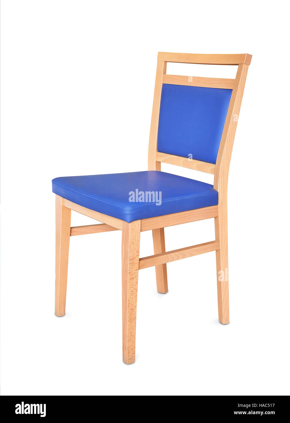 Legno sedia imbottita isolato su bianco Foto Stock