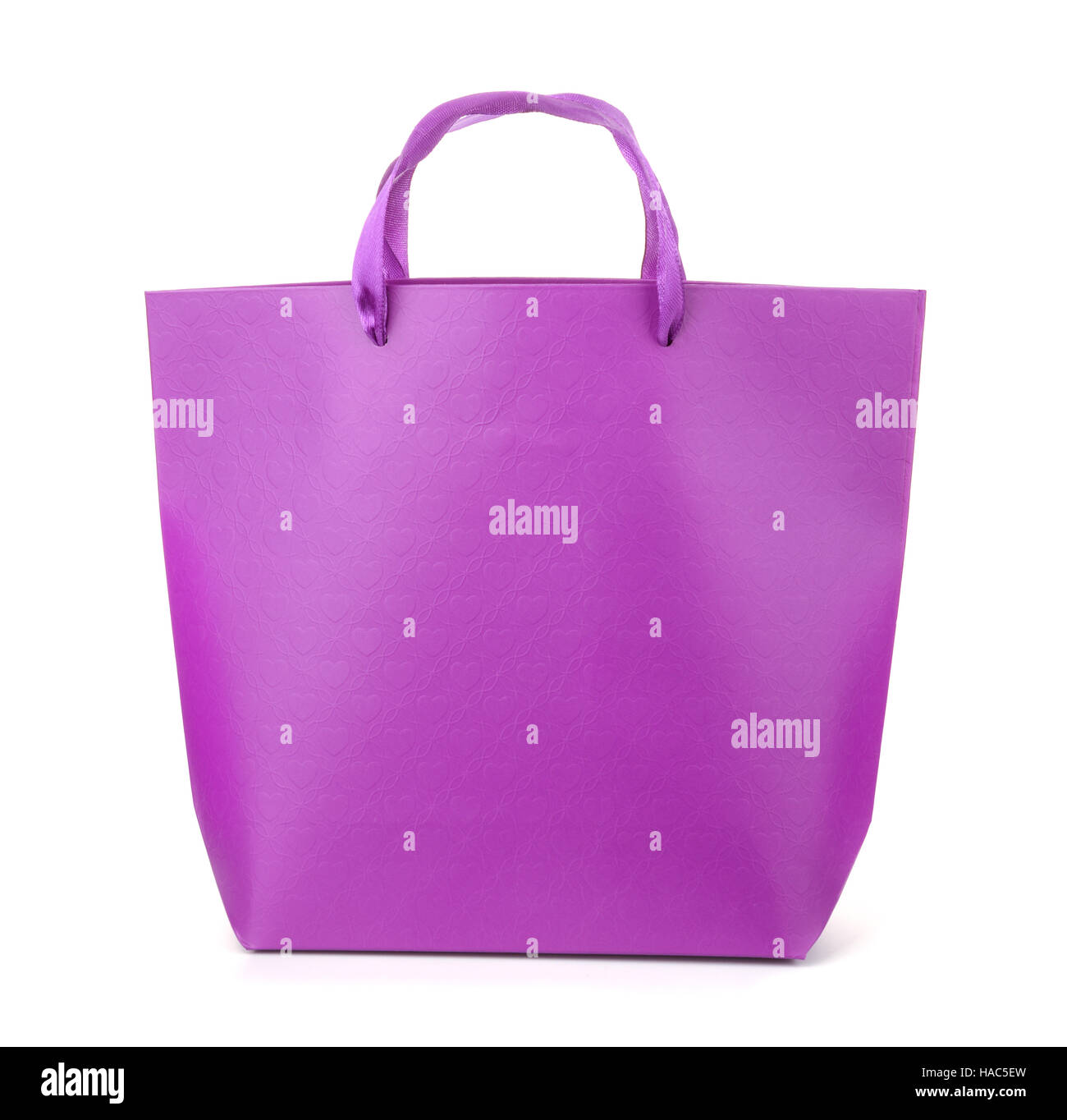 Vista frontale della viola borsa regalo isolato su bianco Foto Stock