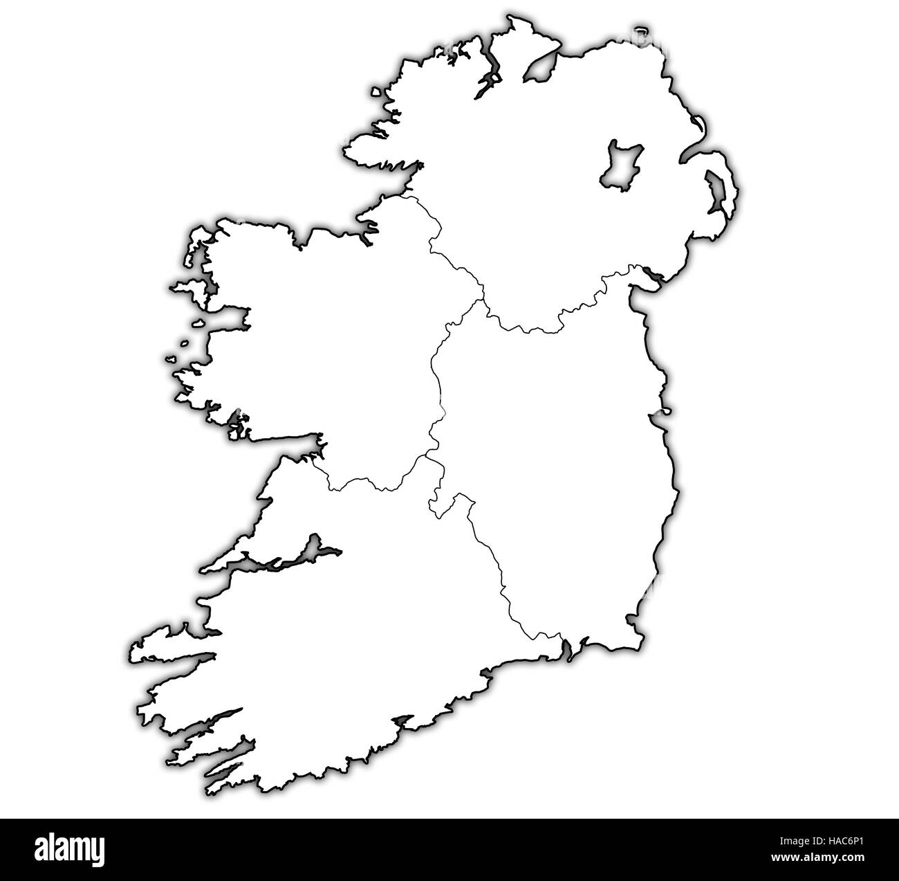 Frontiere e territori delle province sulla mappa di Irlanda Foto Stock