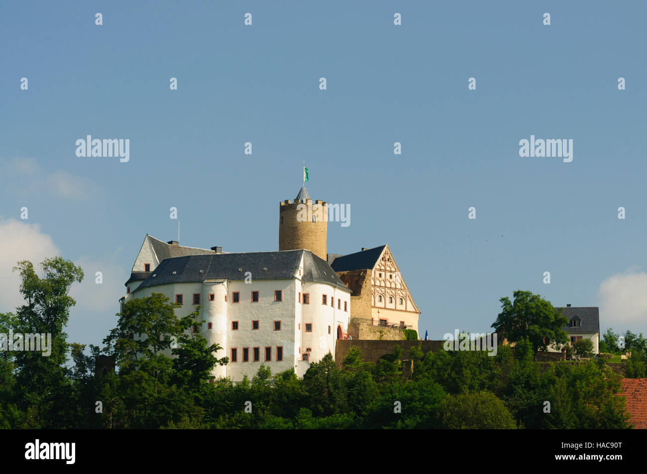 Drebach: Castello Scharfenstein, Monti Metalliferi, Monti Metalliferi, Sassonia, Sassonia, Germania Foto Stock