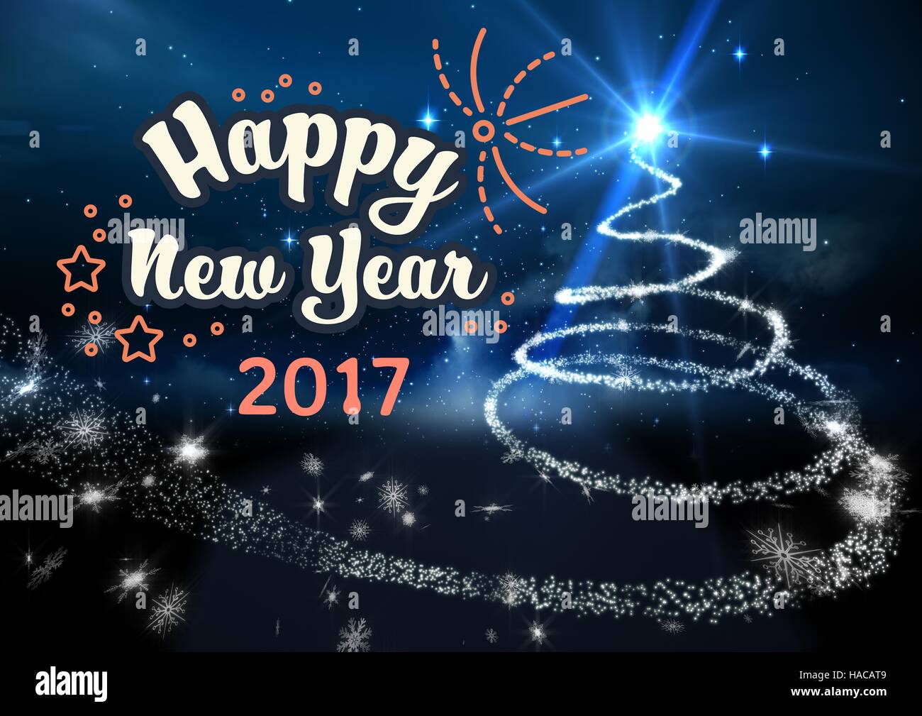 Felice anno nuovo 2017 su generati digitalmente sfondo Foto Stock