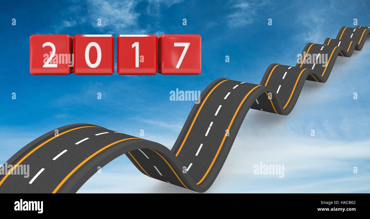 2017 sul composito immagine 3D di strade sconnesse Foto Stock