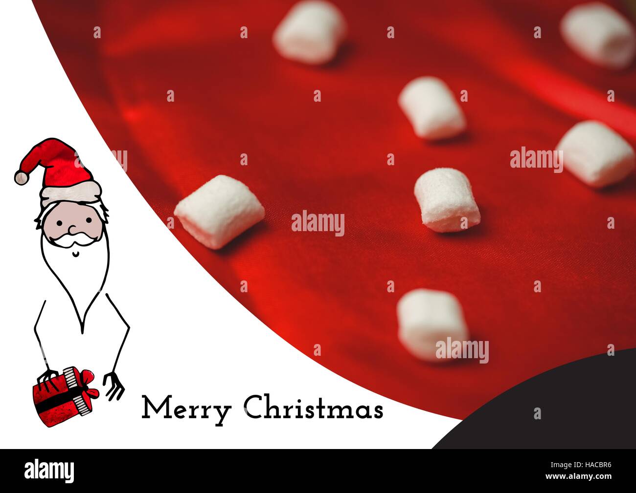 Immagine composita di allegro auguri di Natale con Babbo Natale e marshmallows Foto Stock