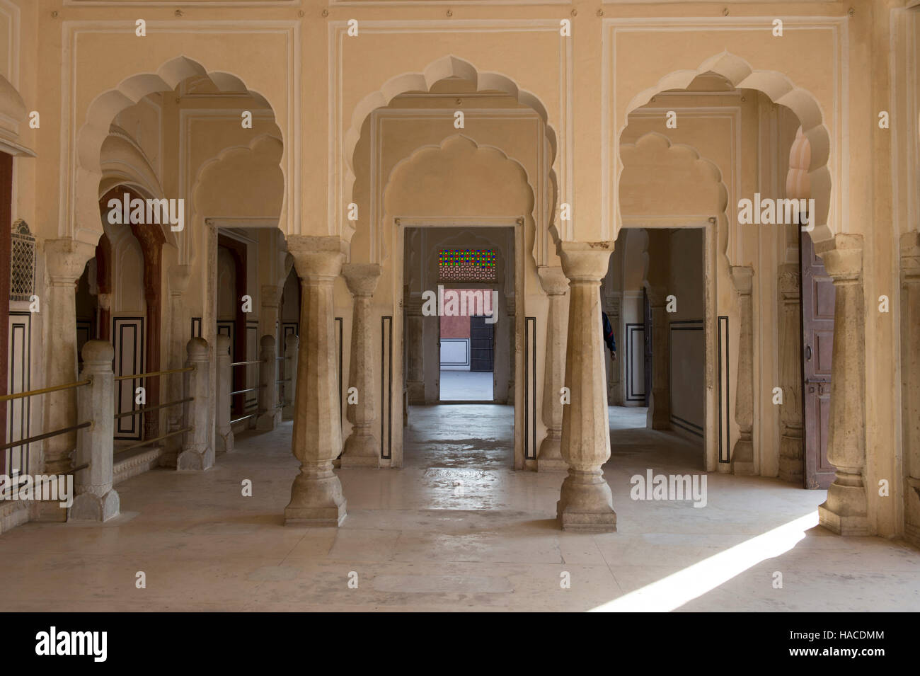 Hawa Mahal, Palazzo dei venti, montanti interni. Jaipur, Rajasthan, India Foto Stock