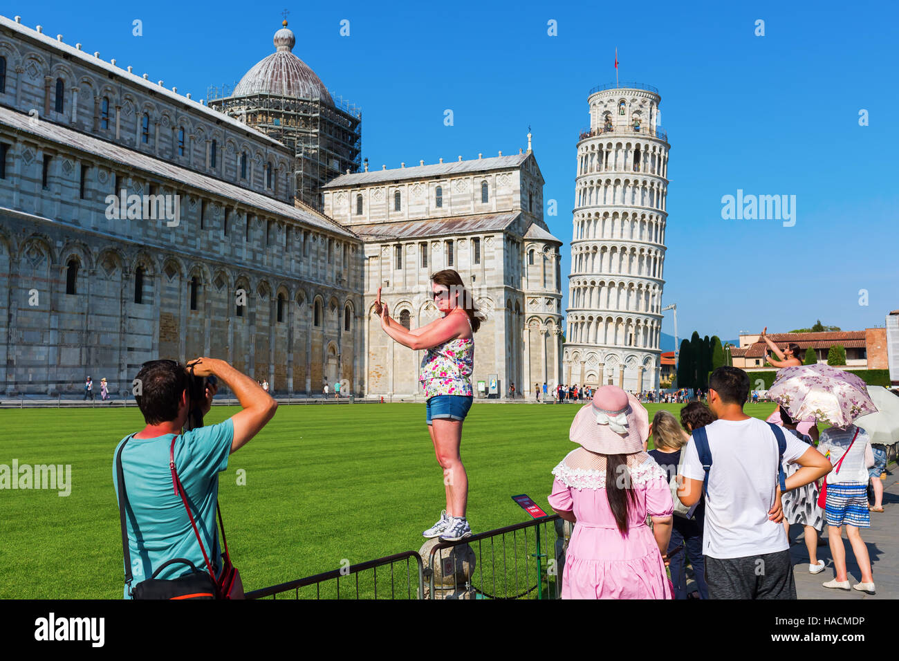 La Torre Pendente di Pisa, Italia Foto Stock
