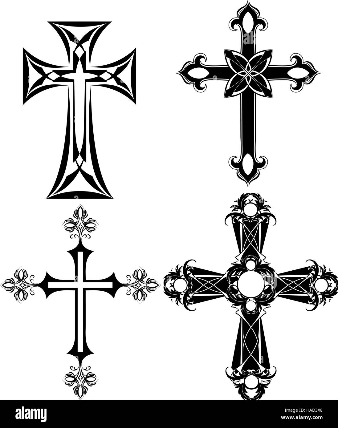 Quattro stagliano , croce nera su sfondo bianco. Illustrazione Vettoriale