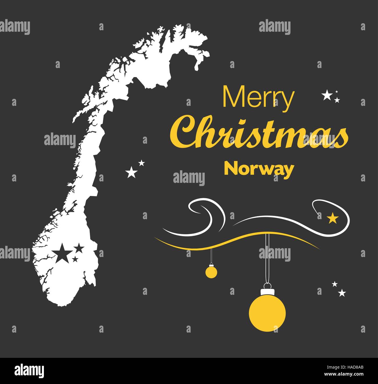Buon Natale illustrazione con tema mappa di Norvegia Illustrazione Vettoriale