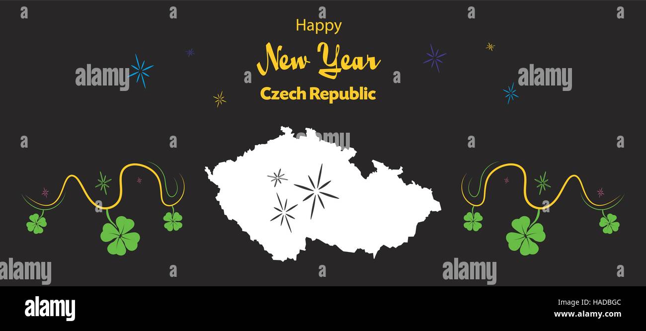 Felice Anno Nuovo illustrazione con tema mappa della Repubblica ceca Illustrazione Vettoriale