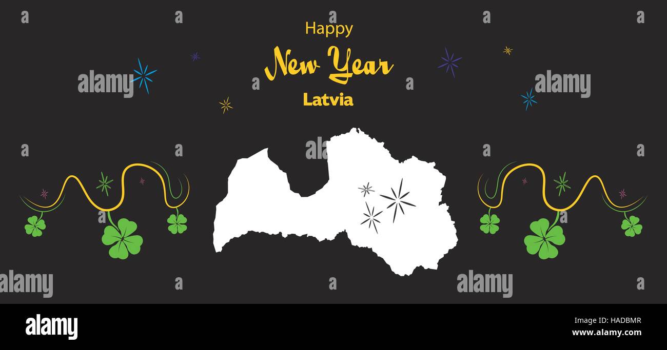 Felice Anno Nuovo illustrazione con tema mappa della Lettonia Illustrazione Vettoriale