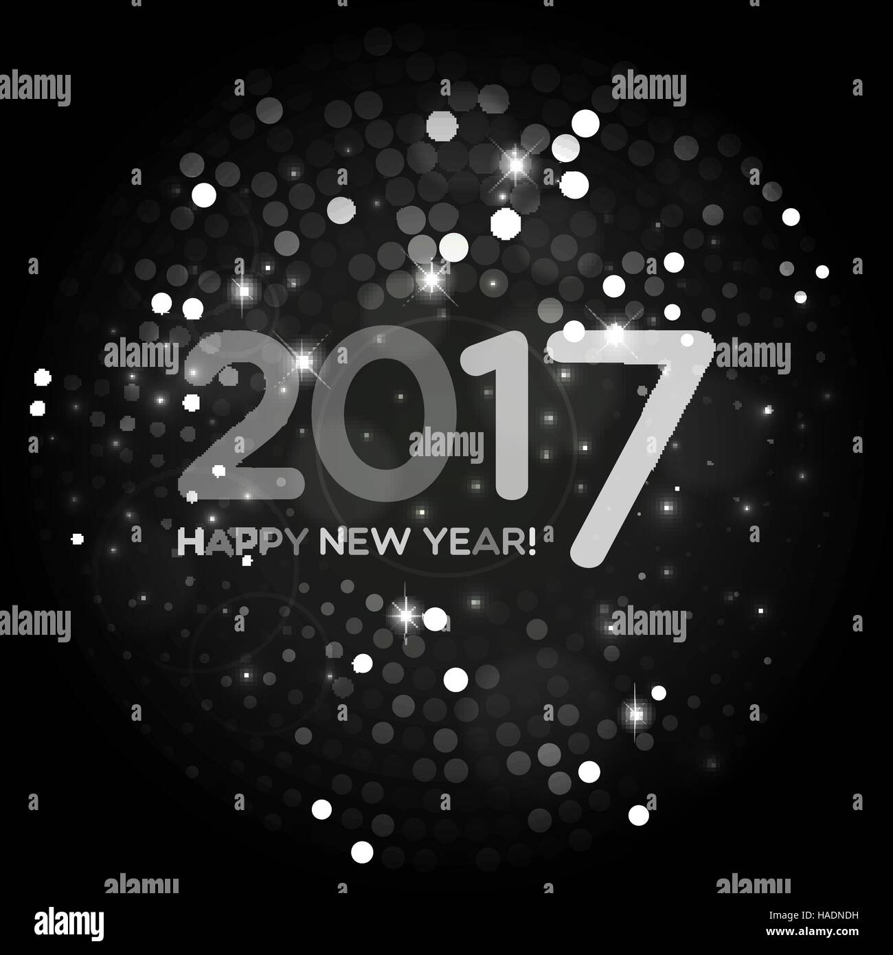 Felice Anno Nuovo 2017 riassunto in bianco e nero luce sfondo per il vostro design Illustrazione Vettoriale
