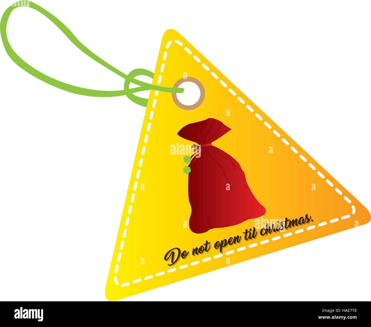 Isolato etichetta di natale con un sacco di tipo tradizionale, illustrazione vettoriale Illustrazione Vettoriale