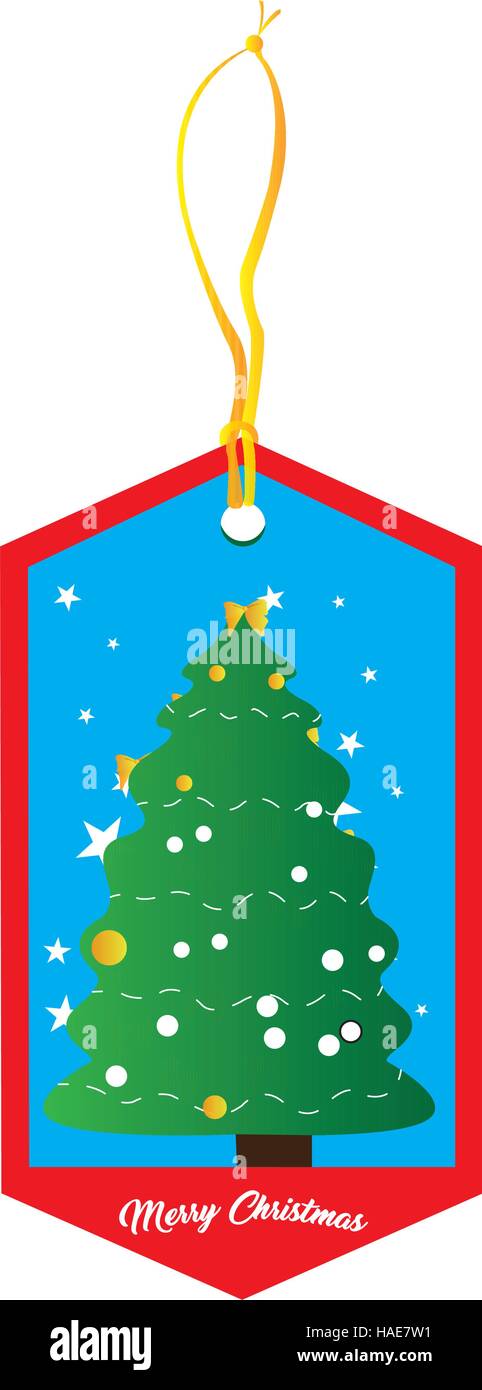 Isolato etichetta di natale con una struttura tradizionale, illustrazione vettoriale Illustrazione Vettoriale