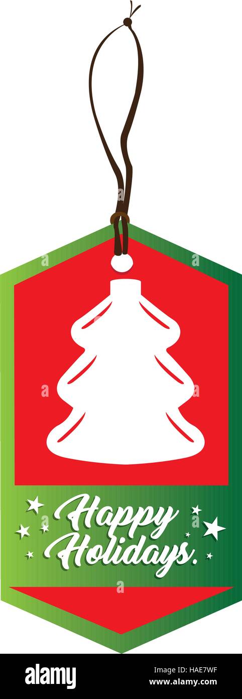 Isolato etichetta di natale con una struttura tradizionale, illustrazione vettoriale Illustrazione Vettoriale